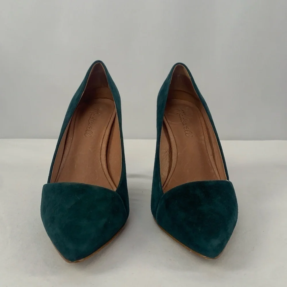 Madewell The Mira‎ Suede Point Toe Heels in Green Size 6